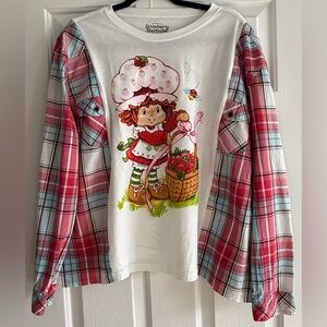 Strawberry Shortcake Upcycled Plaid Top